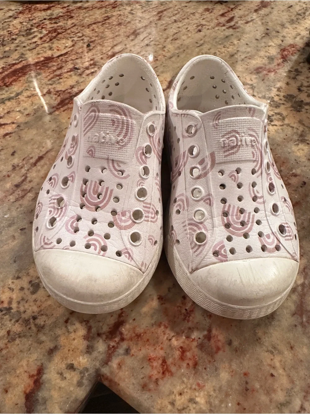 2 pairs of Native Toddler Silver Glitter Jefferson and white Slip-On Water Shoes